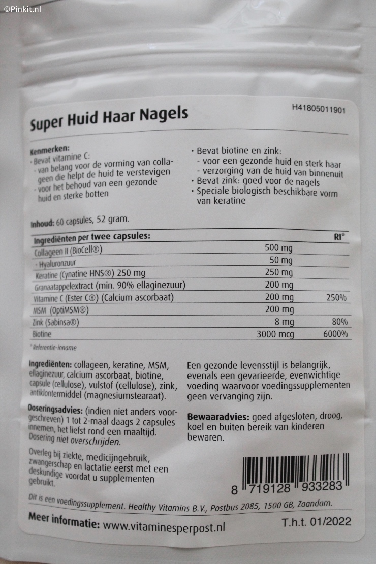 Schep Grand Overeenstemming HEALTHY VITAMINS - SUPER HUID, HAAR & NAGELS - Pinkit.nl