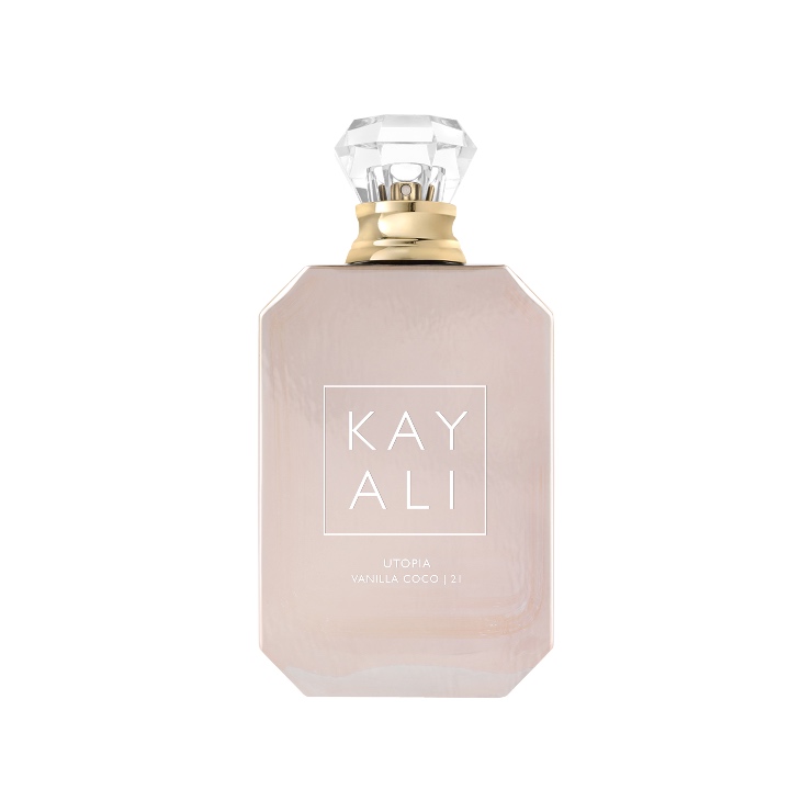 Beleef deze zomer een dromerige olfactieve reis met KAYALI's nieuwste parfum Utopia Vanilla Coco | 21. De nieuwe Eau de Parfum Intense weerspiegelt Mona Kattan's liefde voor zoete vanille en haar obsessie voor kokosnoot. Droom weg naar een zonovergoten eiland met de geur van zoete, bedwelmende warmte van strandachtige zomerdagen.