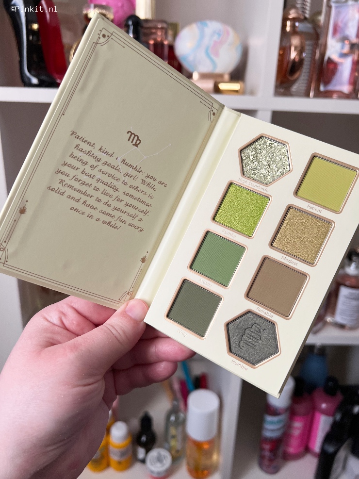 Tijdens het shoppen bij Shein zag ik een nieuw collectie van het merk SHEGLAM, diverse oogschaduw paletten met een sterrenbeeld als thema. Mijn sterrenbeeld is Maagd, daarom kocht ik het SHEGLAM Virtuous Virgo Palette. Het design ziet er namelijk mooi uit, alleen de groene tinten zijn best wel uit mijn comfort zone...